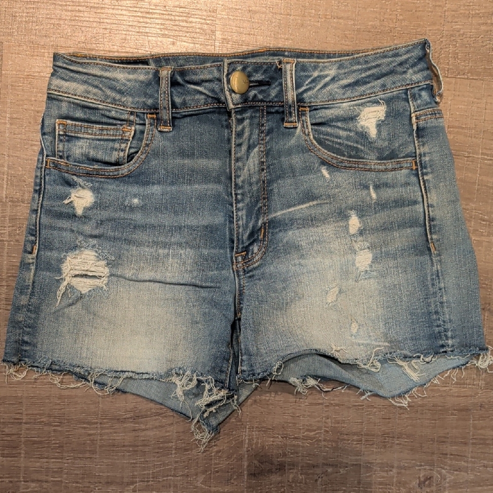 American Eagle Distressed Denim Shorts - Light Blue
